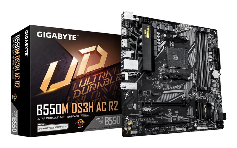 GIGABYTE AMD B550 GIGABYTE B550M DS3H AC R2 emaplaat