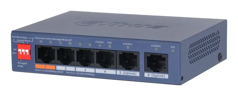 Dahua Power over Ethernet (PoE) Yes DH-CS4006-4ET2GT-60 kommutaator