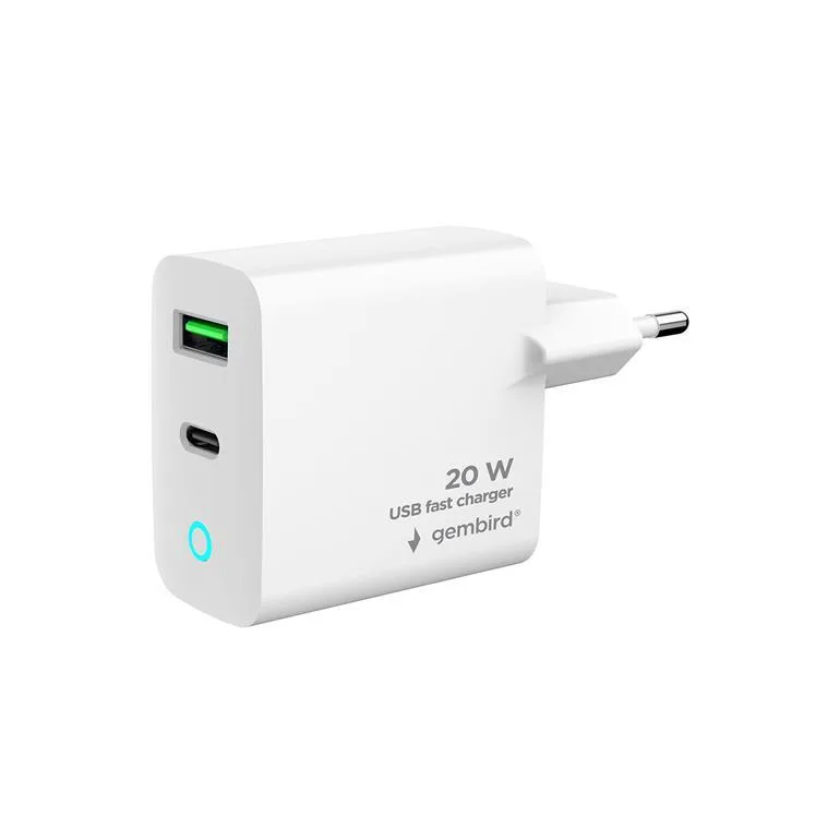 Gembird 2PORT TA-UC-PDQC20L-W-01 laadija