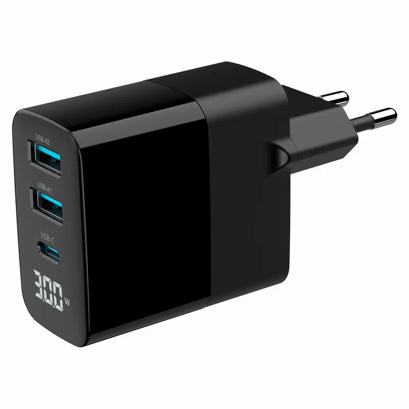 Gembird 3PORT TA-UC-PDQC30LCD-BK-02 laadija