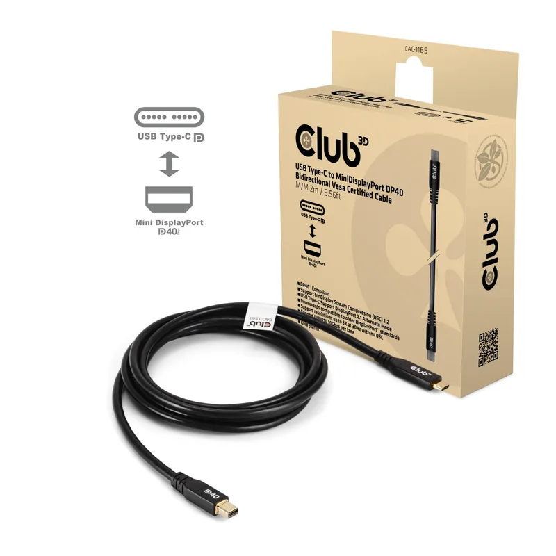 Club3D Mini CAC-1561 2 m videokaabel
