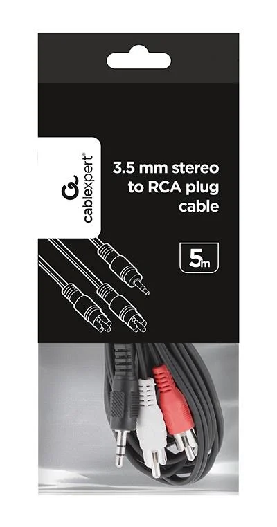 Gembird 5m, 3.5mm/2xRCA, M/M audio cables