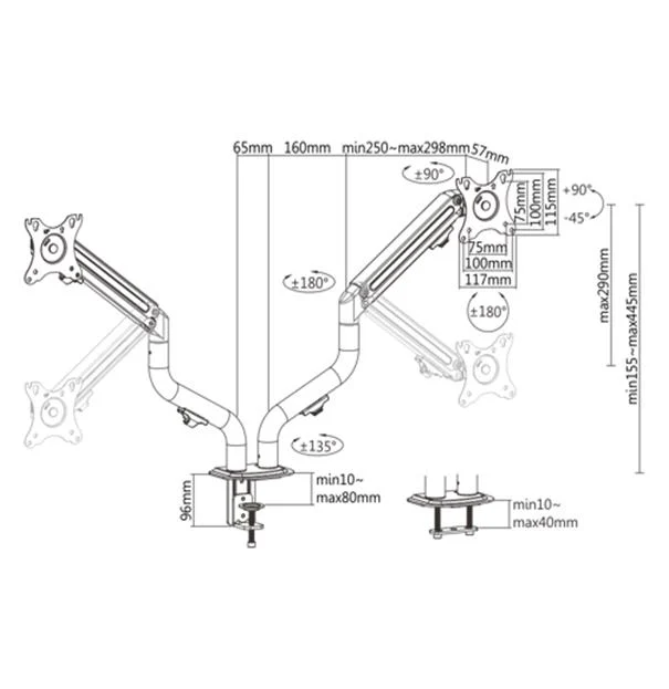 Gembird MA-DA2-02 mounts and stands