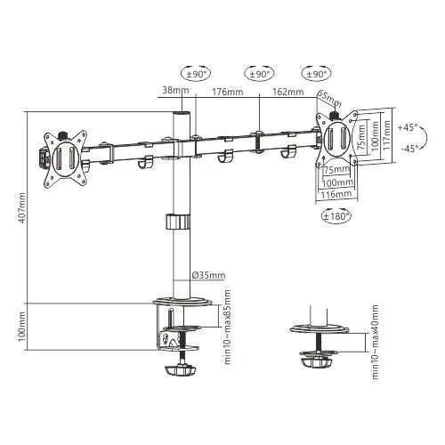 Gembird MA-D2-01 mounts and stands