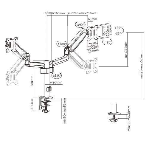 Gembird MA-DA2P-01 mounts and stands