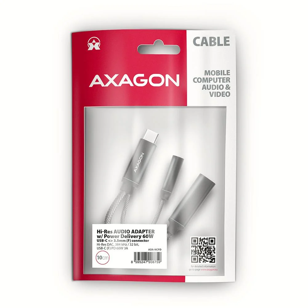 Axagon ADA-HCPD USB-C → 3.5mm helikaart