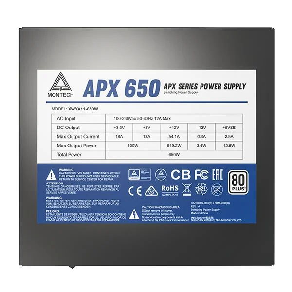 Montech APX 650W 80+ White toiteplokk