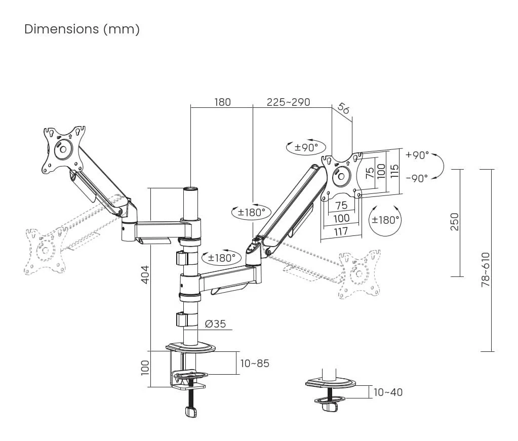 Gembird MA-DA2P-02 mounts and stands