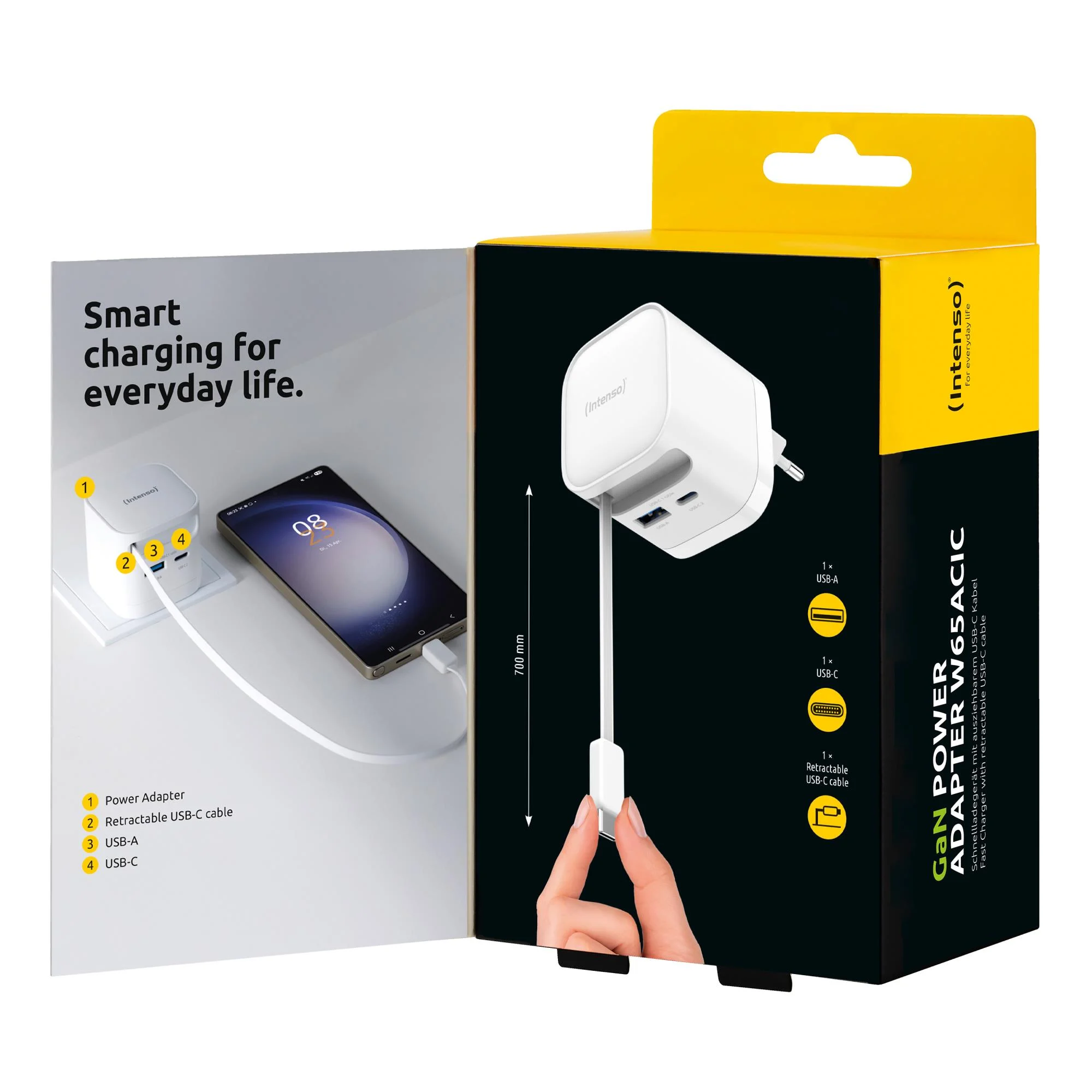 Intenso 65W USB-A/USB-C power adapter must