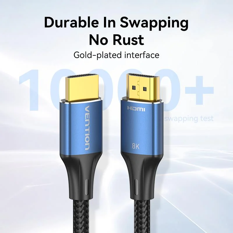Vention Cotton Braided HDMI-A Male to Male HD Cable 8K 3M Blue Aluminum Alloy Type video graphics cables