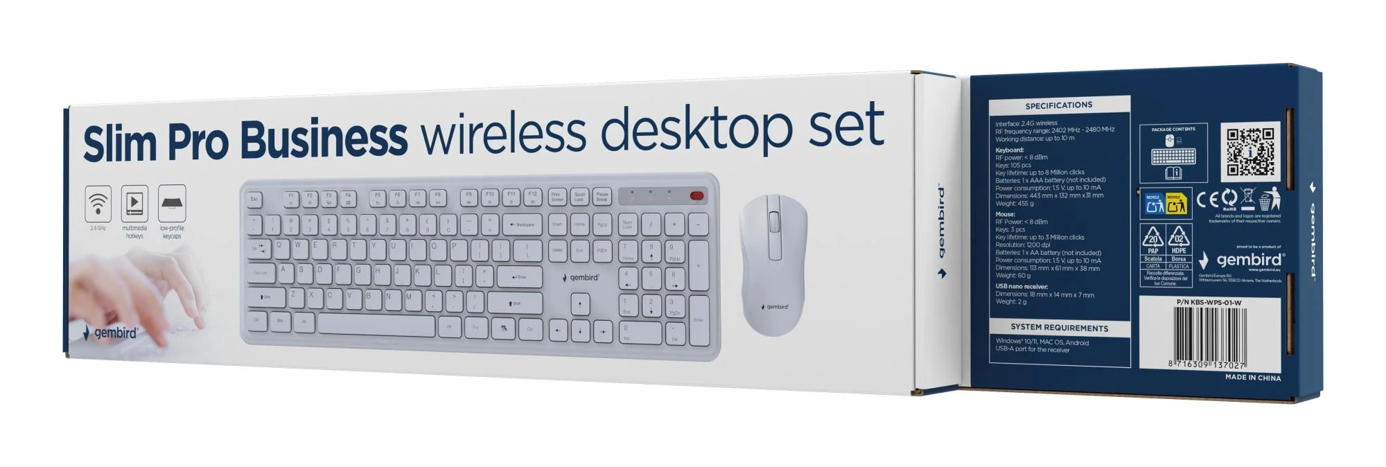 Gembird KBS-WPS-01-W keyboards