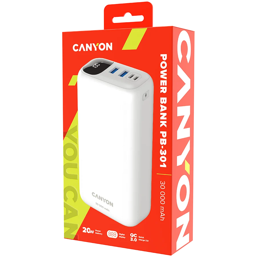 CANYON PB-301 30000mAh akupank valge