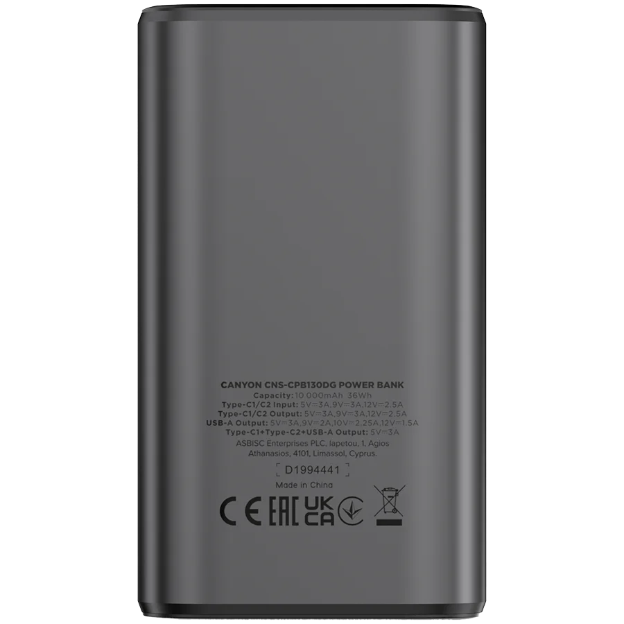 Canyon OnPower 130 10000 mAh PD30W akupank