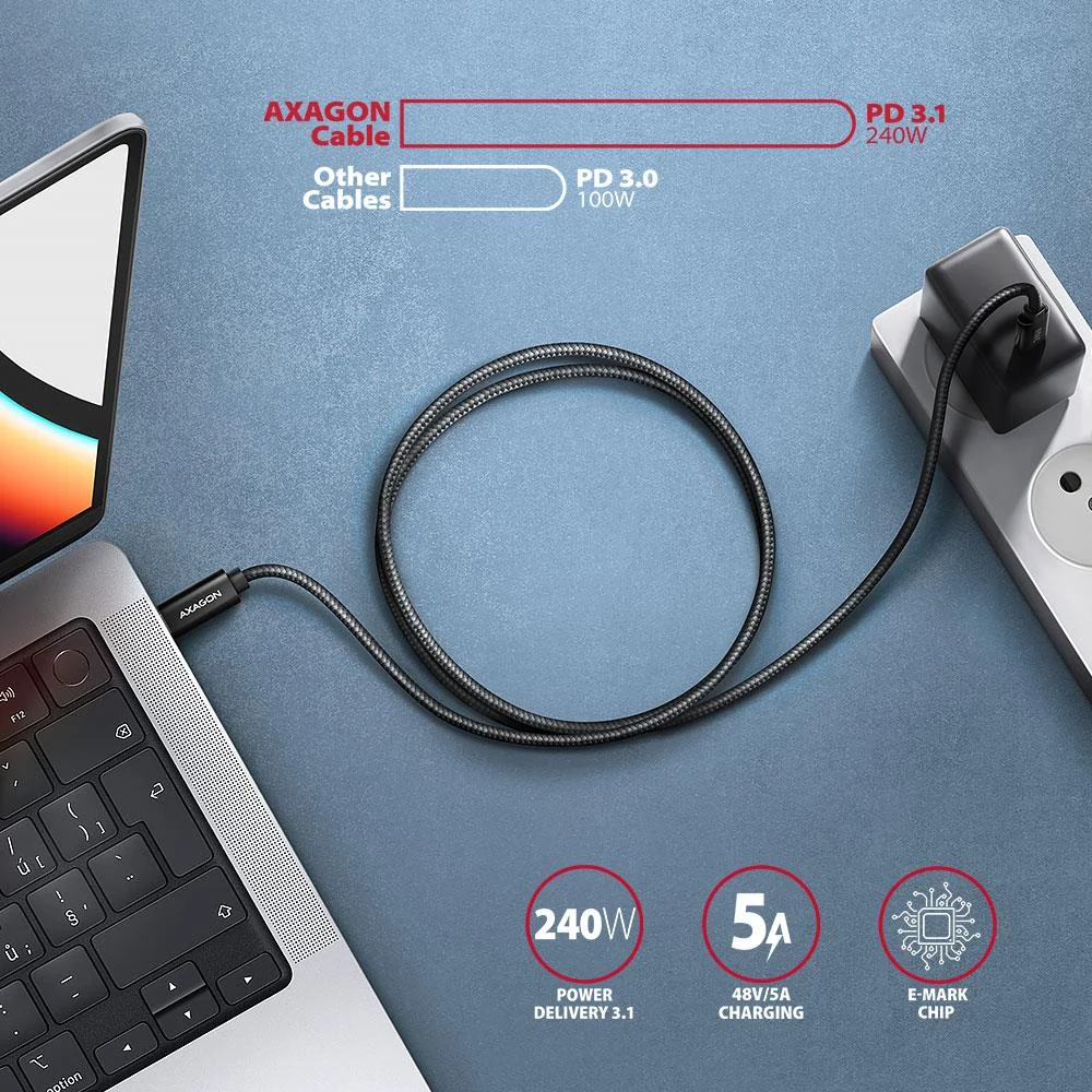 Axagon USB-C → USB-C kaabel 2.5m