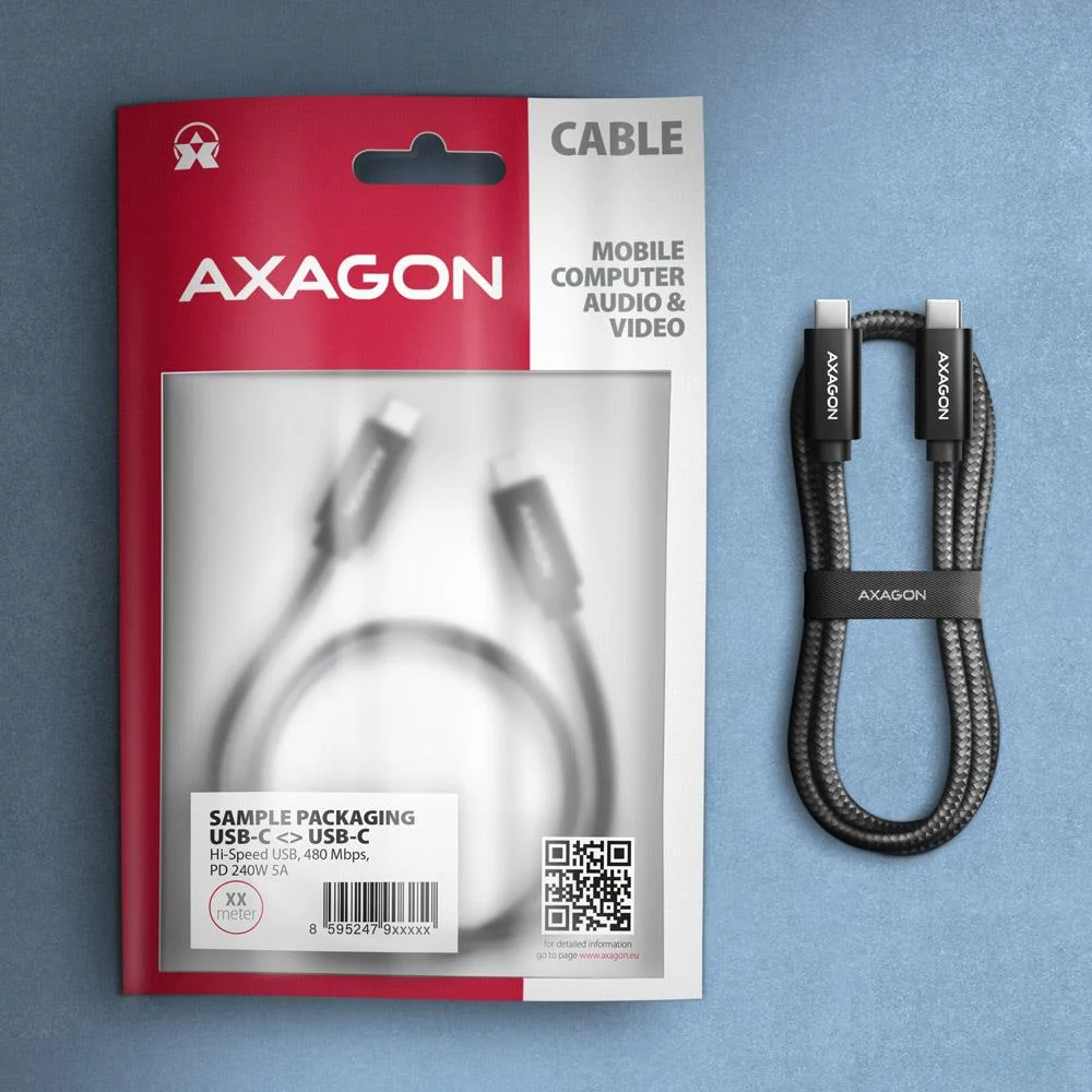 Axagon USB-C → USB-C kaabel 2.5m