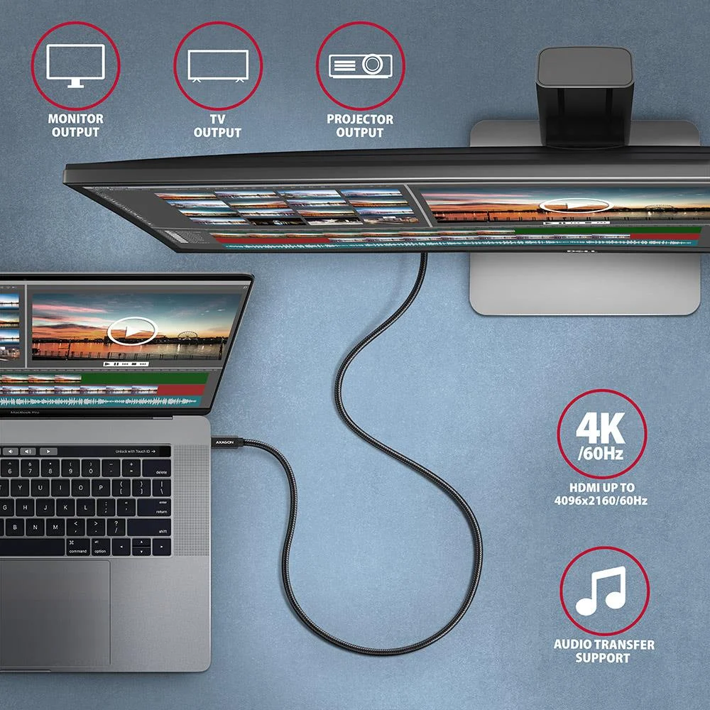 Axagon USB-A → USB-C kaabel 1m