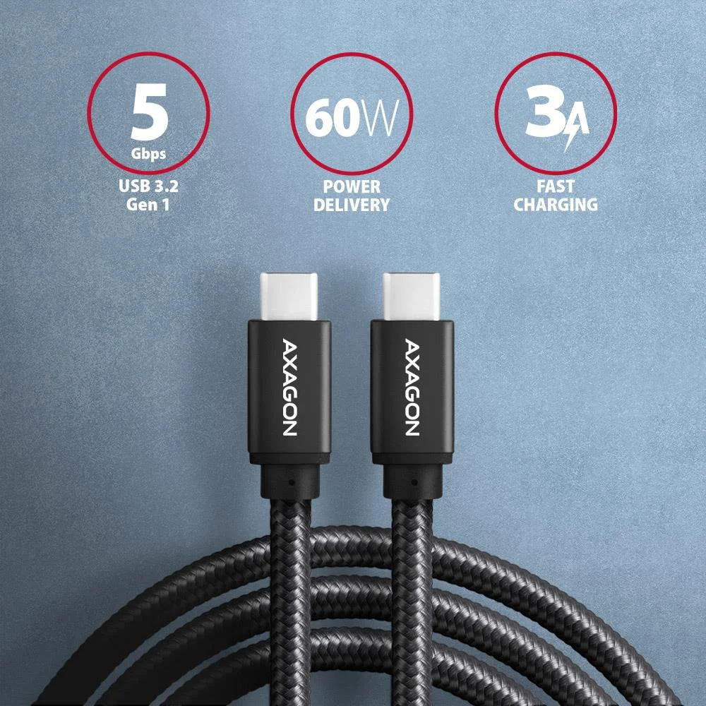 Axagon USB-C → USB-C kaabel 1m