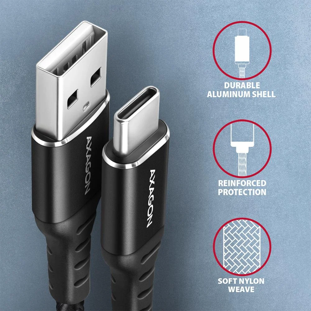 Axagon USB-A → USB-C kaabel 2m