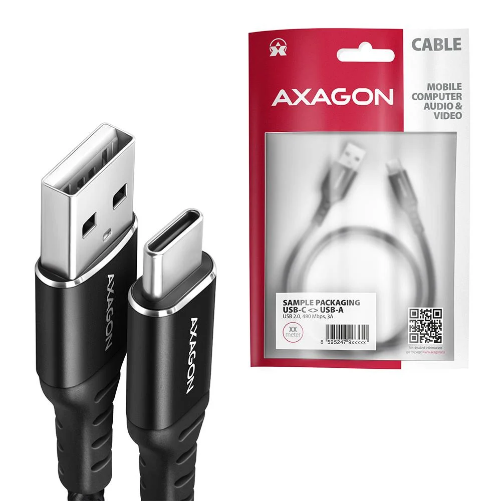 Axagon USB-A → USB-C kaabel 2m
