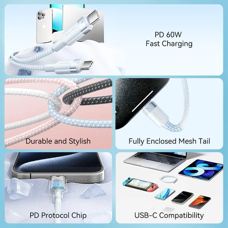 Vention USB-C → USB-C kaabel 2m